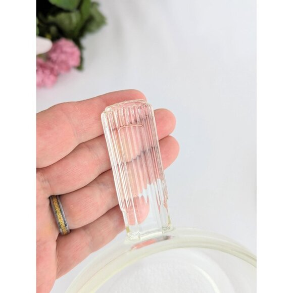 Set of 2 Datom Clear Glass Casseroles with Lids Single-Serve Art Deco Bakeware - Picture 6 of 6